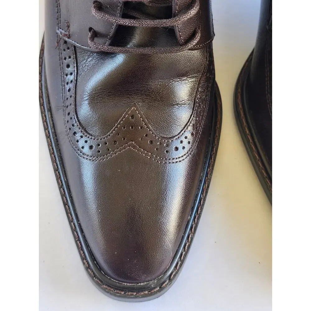 Apostrophe Derby Wingtip Brown Lace Up Women Heels 7M Coquette S0069